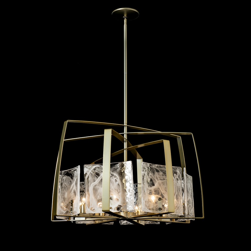 Arc 8-Light Pendant By Hubbardton Forge With Dimmable Feature And Elegant Clear Glass Design