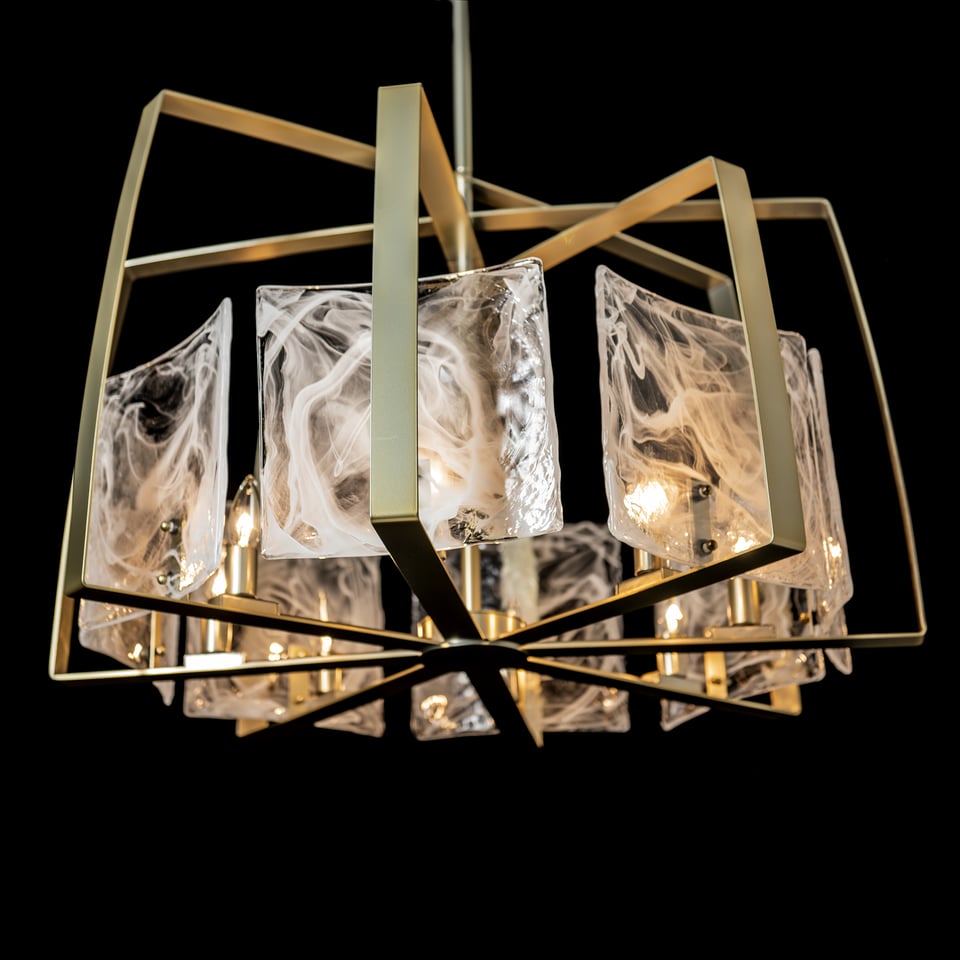 Arc 8-Light Pendant By Hubbardton Forge With Dimmable Feature And Elegant Clear Glass Design