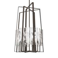 Arc 8-Light Tall Pendant by Hubbardton Forge - Adjustable Multi-Stem System, Elegant White Swirl Glass Shade