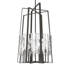 Arc 8-Light Tall Pendant by Hubbardton Forge - Adjustable Multi-Stem System, Elegant White Swirl Glass Shade