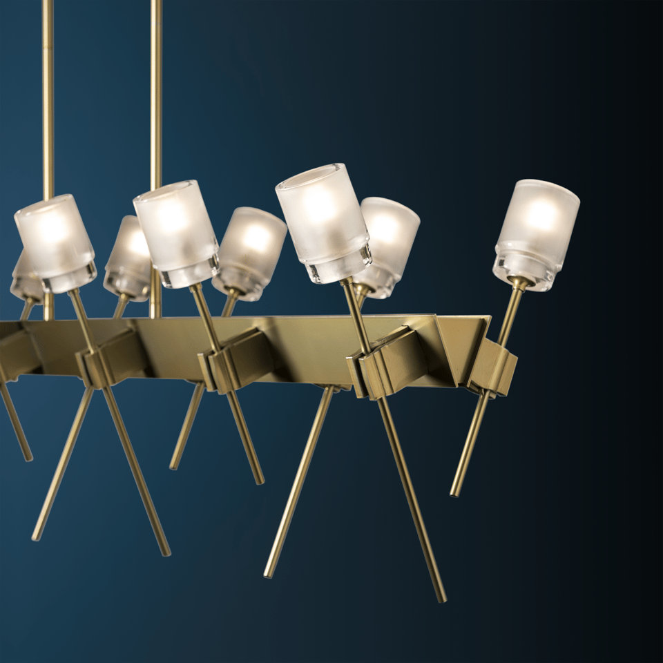 Hubbardton Forge Echo 12-Light Linear Pendant with Dimmable Functionality & Versatile Finish Options