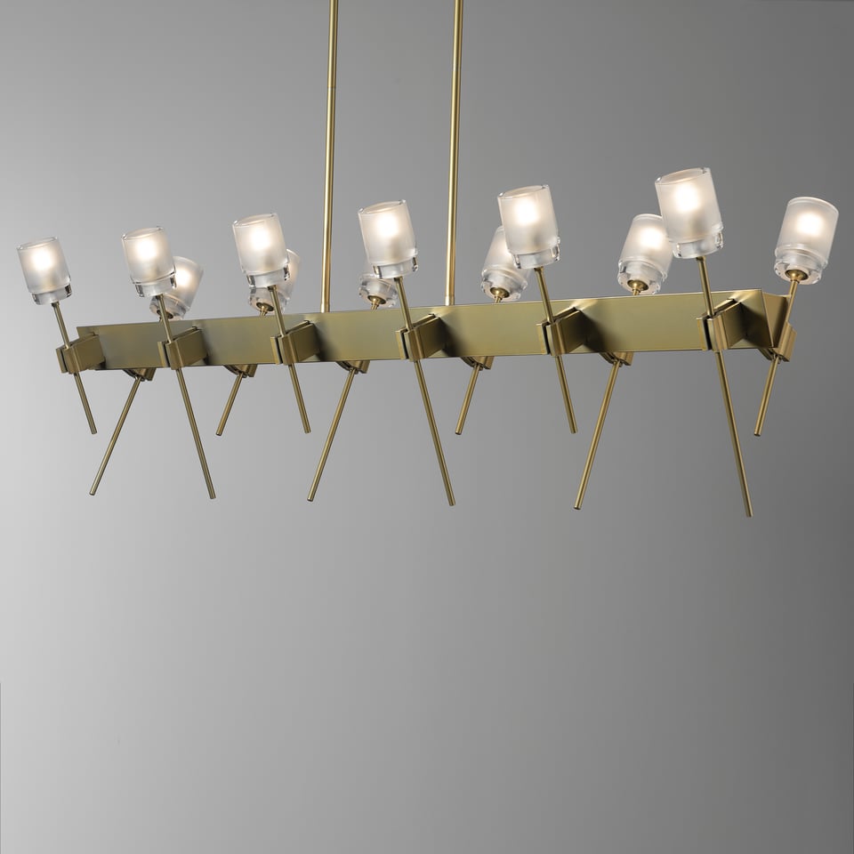 Hubbardton Forge Echo 12-Light Linear Pendant with Dimmable Functionality & Versatile Finish Options