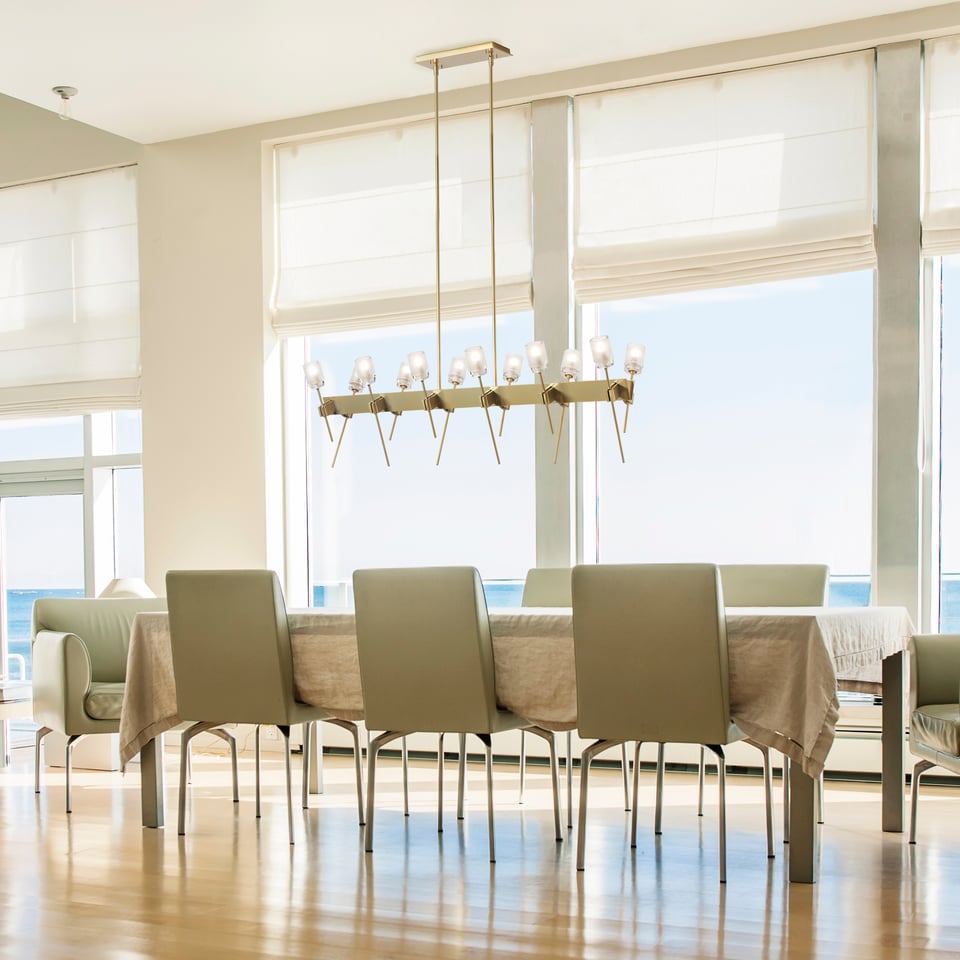 Hubbardton Forge Echo 12-Light Linear Pendant with Dimmable Functionality & Versatile Finish Options