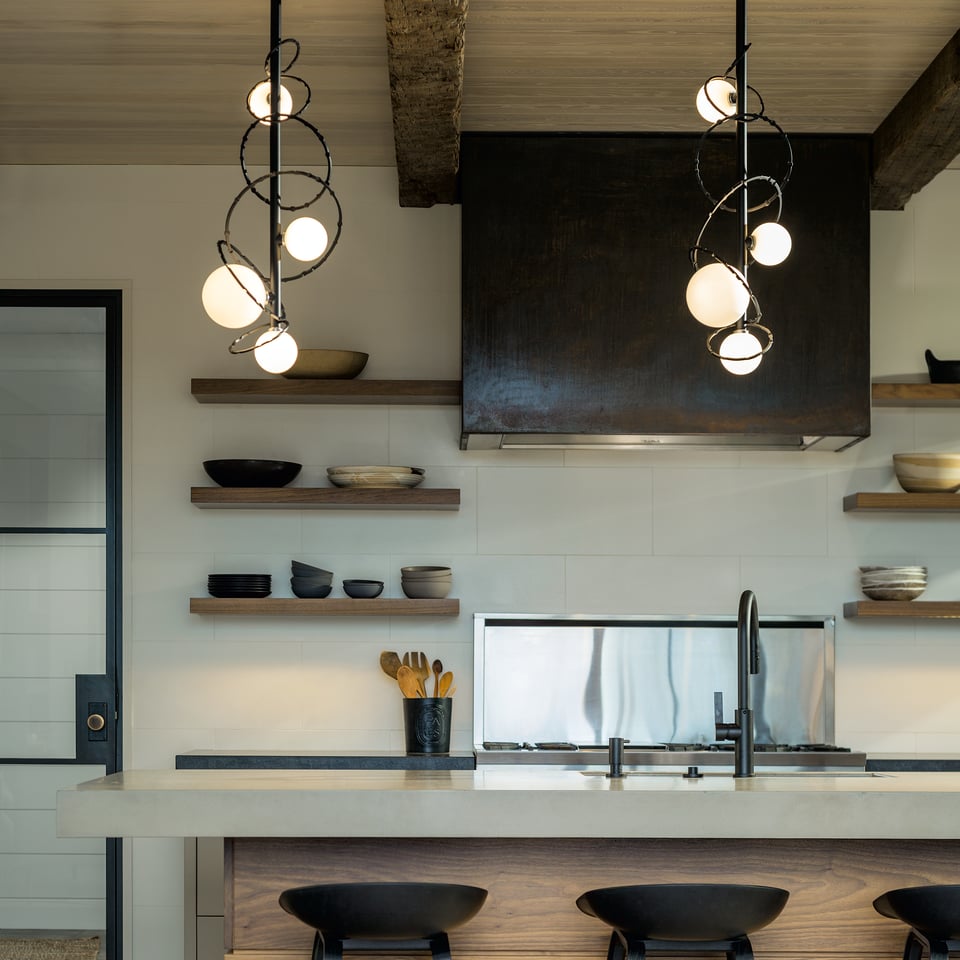 Olympus Vertical Pendant Light by Hubbardton Forge – 4 Glass Globes, Custom Finishes, Dimmable, 120V