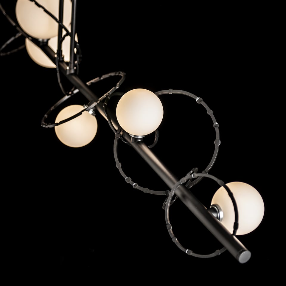 Olympus Linear Pendant Light With 5 Hand-Forged Glass Globes And Dimmable Functionality By Hubbardton Forge