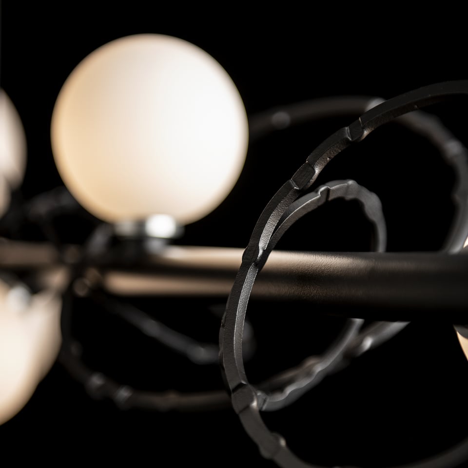 Olympus Linear Pendant Light With 5 Hand-Forged Glass Globes And Dimmable Functionality By Hubbardton Forge