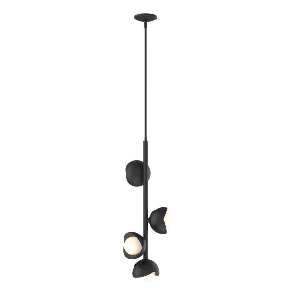 Brooklyn 4-Light Double Shade Vertical Pendant, Adjustable Height, Opal Glass, Various Finishes