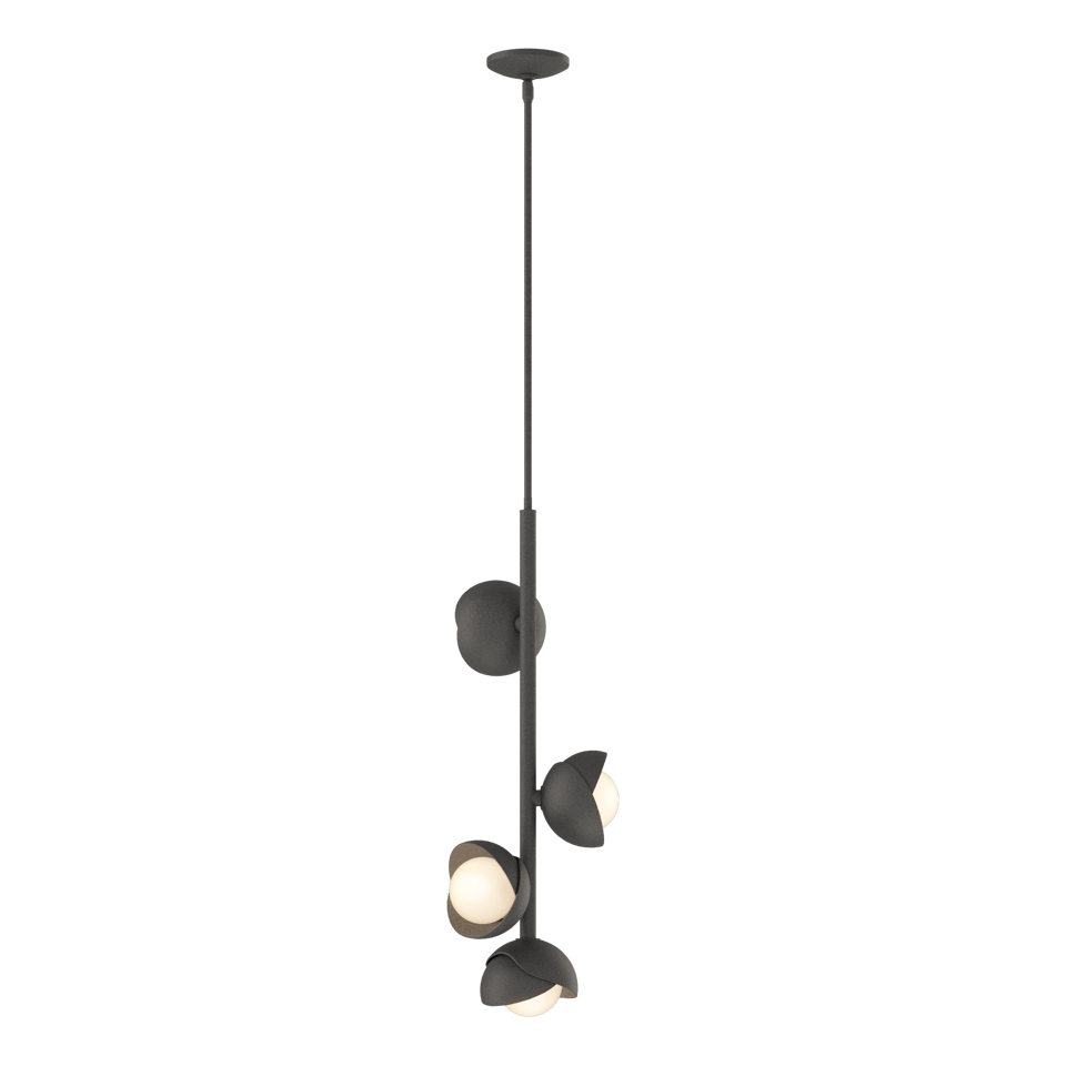 Brooklyn 4-Light Double Shade Vertical Pendant, Adjustable Height, Opal Glass, Various Finishes