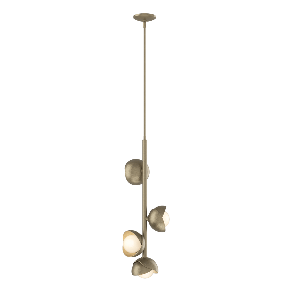 Brooklyn 4-Light Double Shade Vertical Pendant, Adjustable Height, Opal Glass, Various Finishes