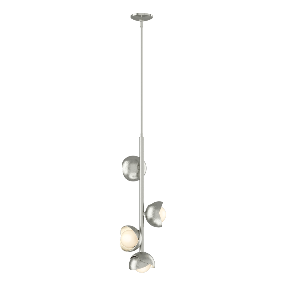 Brooklyn 4-Light Double Shade Vertical Pendant, Adjustable Height, Opal Glass, Various Finishes