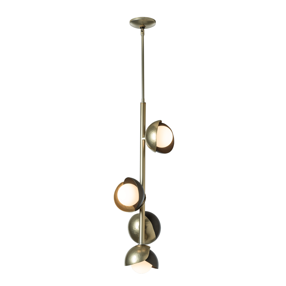 Brooklyn 4-Light Double Shade Vertical Pendant, Adjustable Height, Opal Glass, Various Finishes