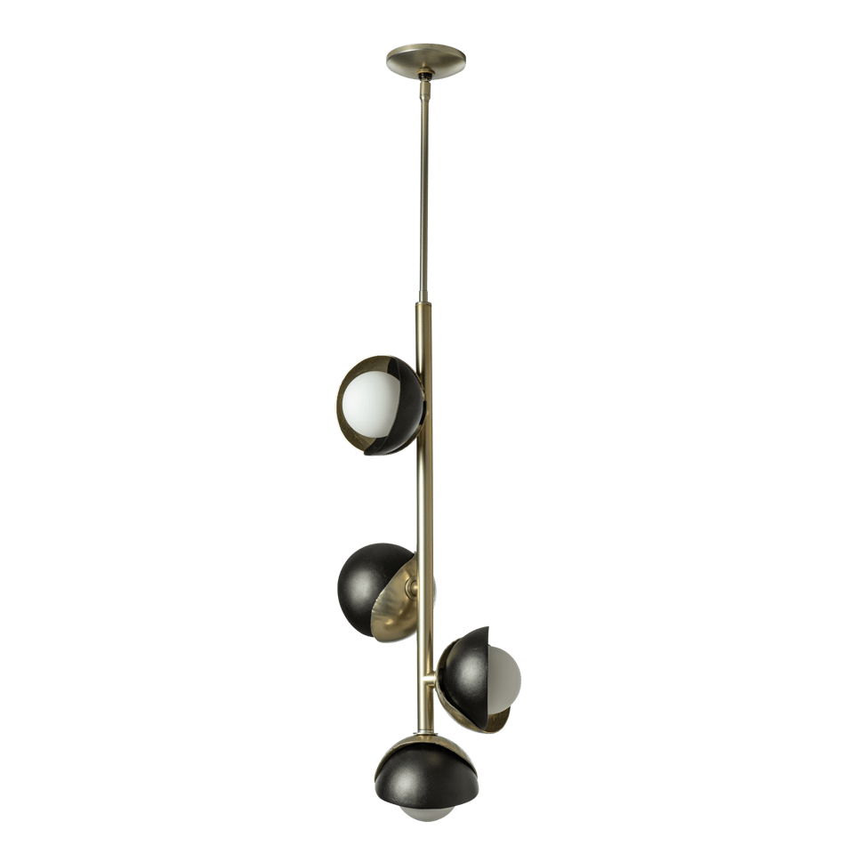 Brooklyn 4-Light Double Shade Vertical Pendant, Adjustable Height, Opal Glass, Various Finishes