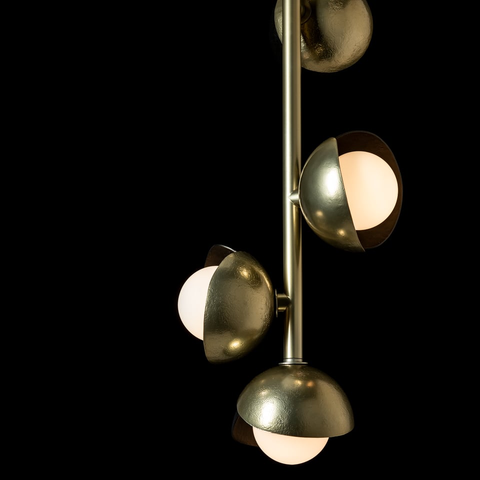 Brooklyn 4-Light Double Shade Vertical Pendant, Adjustable Height, Opal Glass, Various Finishes