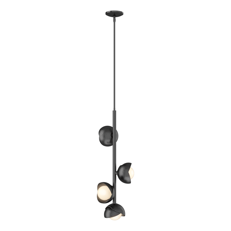 Brooklyn 4-Light Double Shade Vertical Pendant, Adjustable Height, Opal Glass, Various Finishes