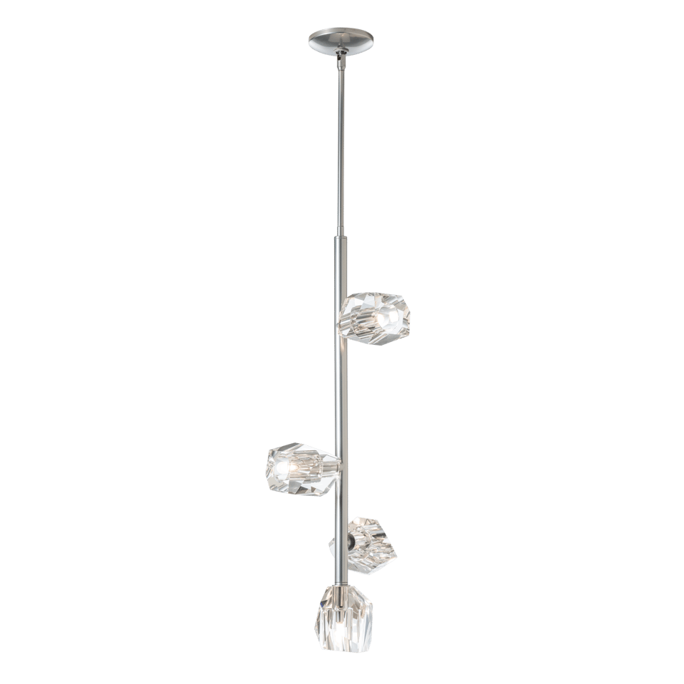 Gatsby 4-Light Vertical Pendant by Hubbardton Forge, Dimmable Cut Crystal, Adjustable Heights