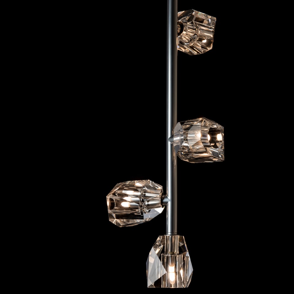 Gatsby 4-Light Vertical Pendant by Hubbardton Forge, Dimmable Cut Crystal, Adjustable Heights