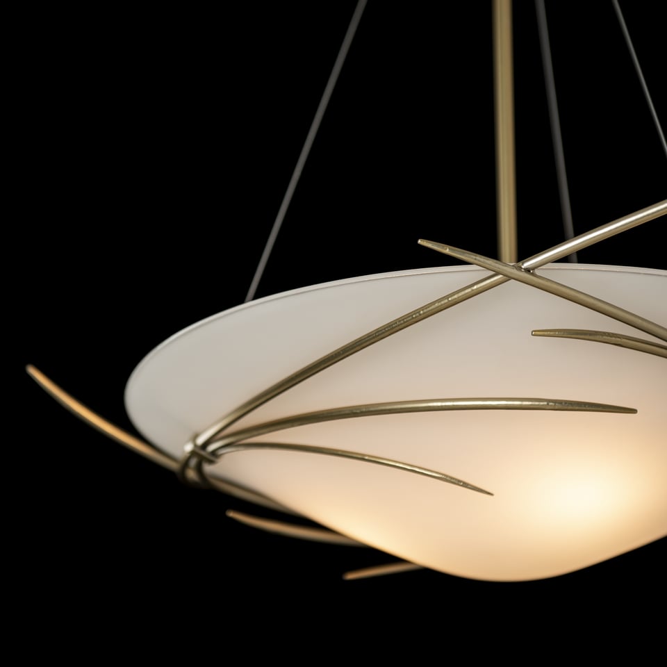 Wisp Pendant Light by Hubbardton Forge, Dimmable, Multiple Finish Options, Customizable Height, 3 Bulb Design