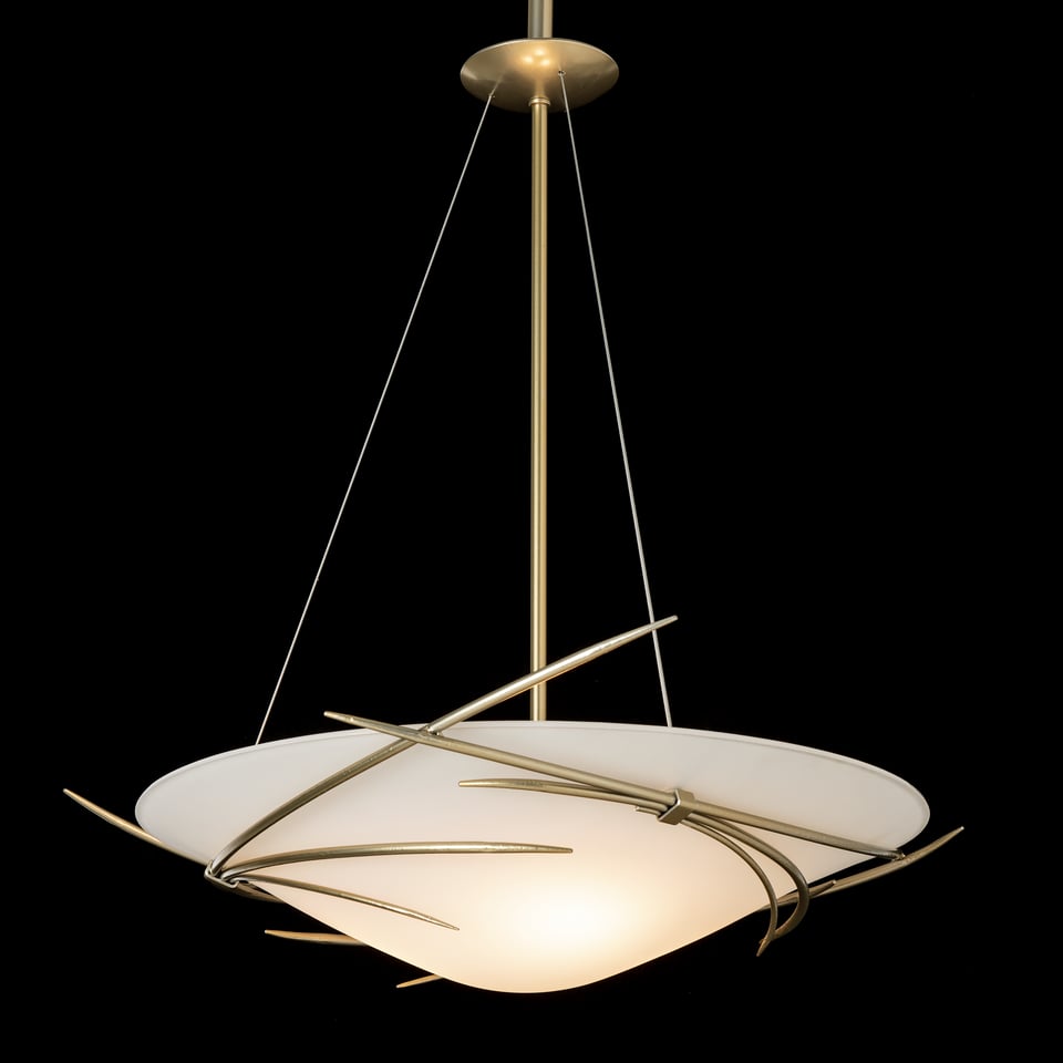 Wisp Pendant Light by Hubbardton Forge, Dimmable, Multiple Finish Options, Customizable Height, 3 Bulb Design