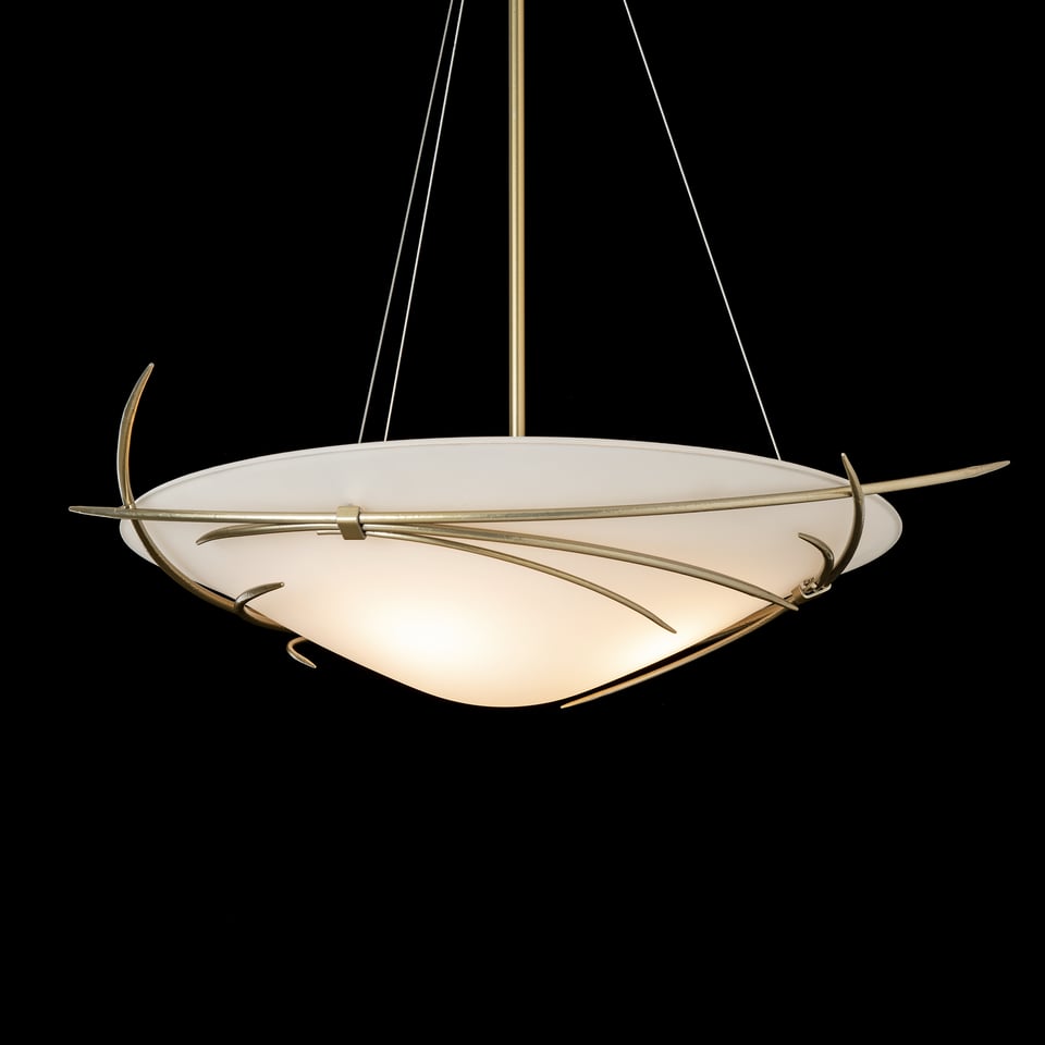 Wisp Pendant Light by Hubbardton Forge, Dimmable, Multiple Finish Options, Customizable Height, 3 Bulb Design