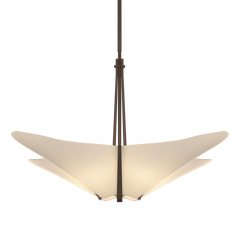 Hubbardton Forge Kirigami 4-Light Pendant, Handcrafted Modern Design with Frost Glass Shade, Dimmable