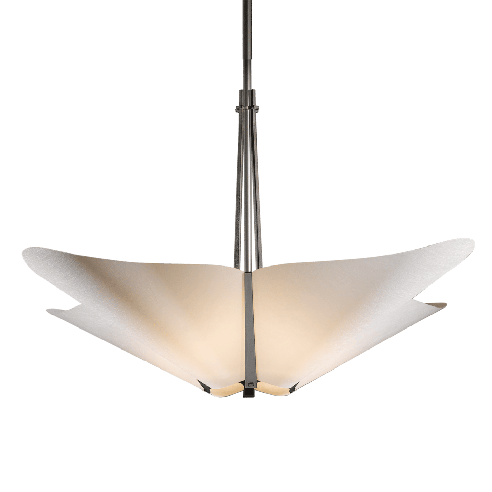 Hubbardton Forge Kirigami 4-Light Pendant, Handcrafted Modern Design with Frost Glass Shade, Dimmable