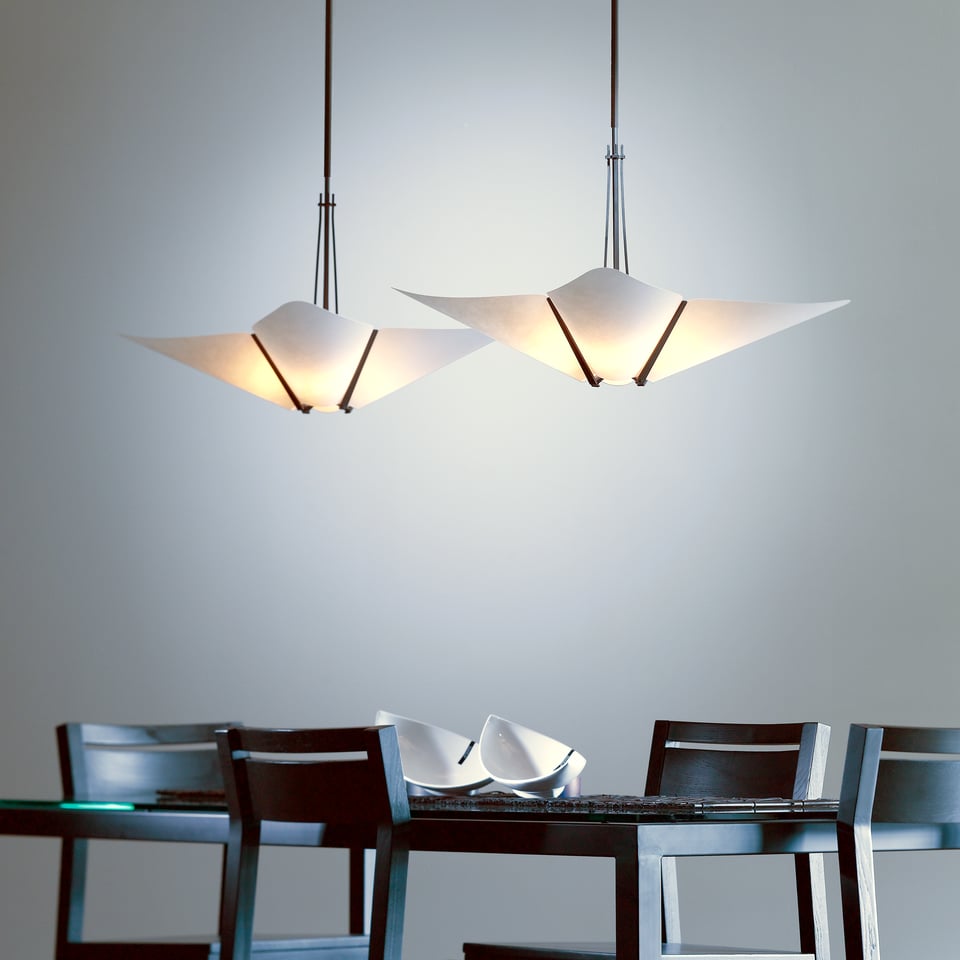 Hubbardton Forge Kirigami 4-Light Pendant, Handcrafted Modern Design with Frost Glass Shade, Dimmable