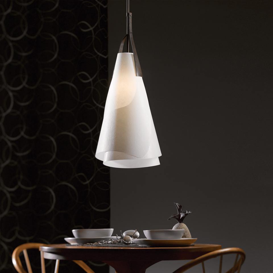 Mobius Tall Pendant Light 28.6" by Hubbardton Forge - Dimmable, Versatile Design, Various Finishes