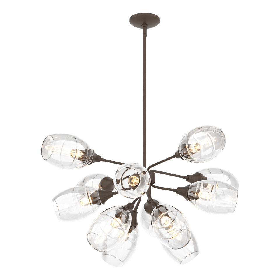 Hubbardton Forge 12-Light Ensemble Pendant - Adjustable Dimmable Sputnik Design in 3 Finishes