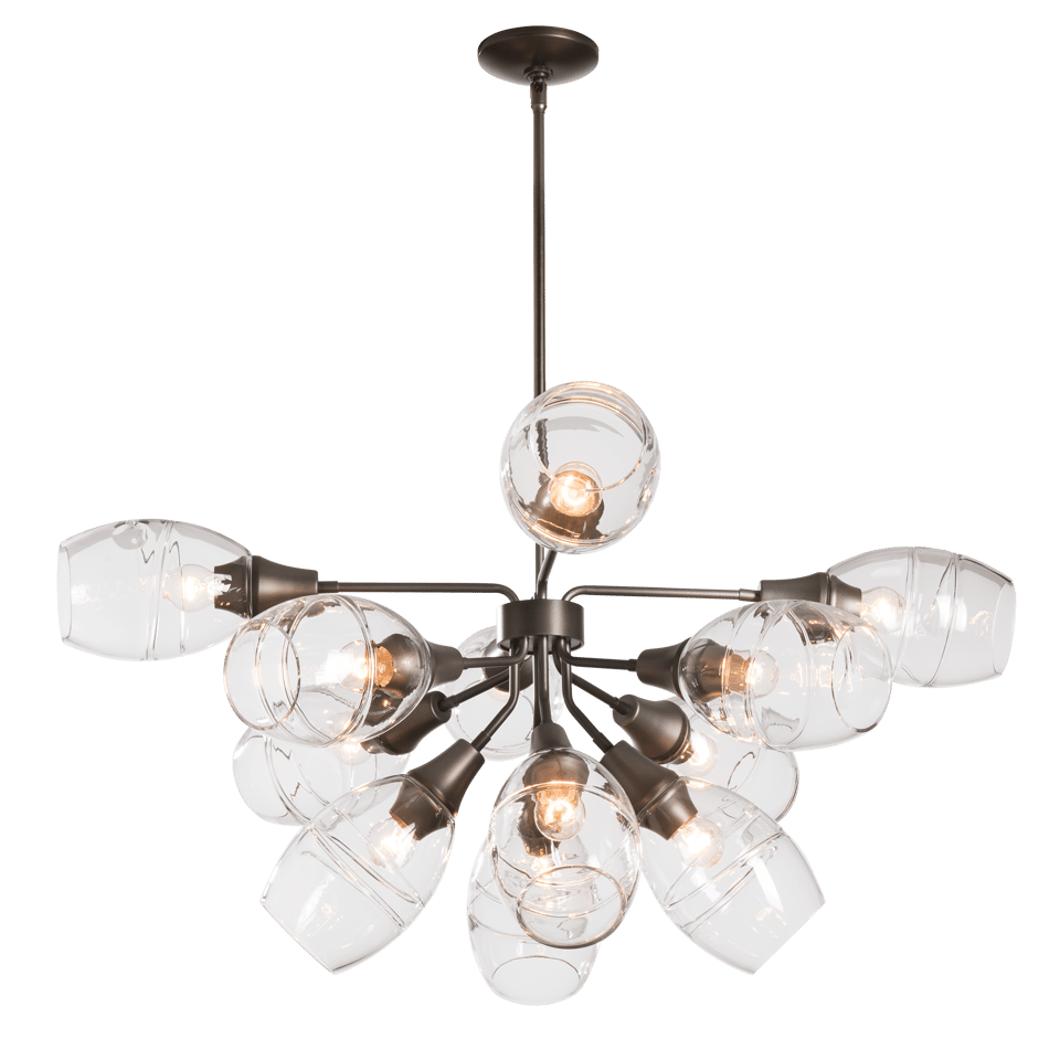 Hubbardton Forge 12-Light Ensemble Pendant - Adjustable Dimmable Sputnik Design in 3 Finishes