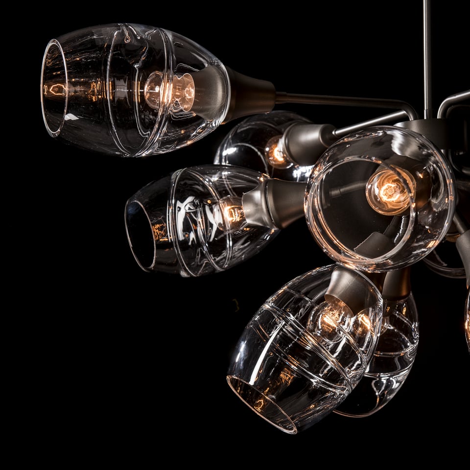 Hubbardton Forge 12-Light Ensemble Pendant - Adjustable Dimmable Sputnik Design in 3 Finishes