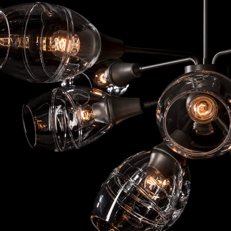 Hubbardton Forge 12-Light Ensemble Pendant - Adjustable Dimmable Sputnik Design in 3 Finishes