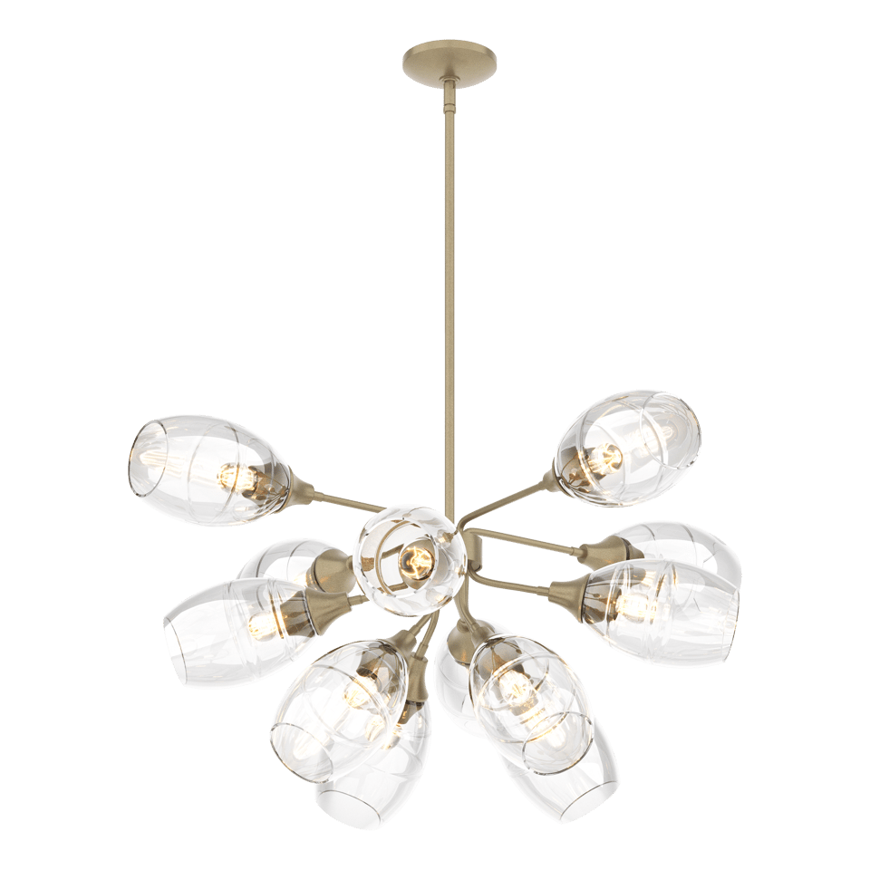 Hubbardton Forge 12-Light Ensemble Pendant - Adjustable Dimmable Sputnik Design in 3 Finishes