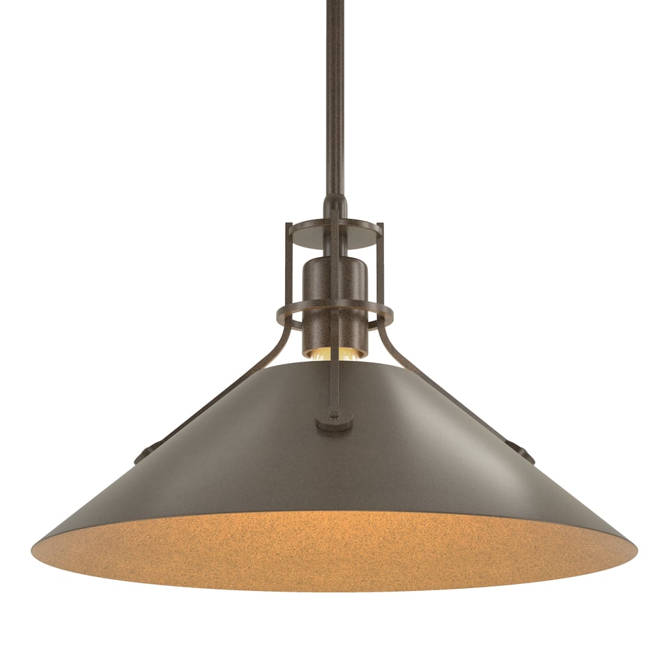 Henry Medium Steel Shade Pendant Light, Handcrafted in USA, Dimmable, UL Damp Rated, 100W Max