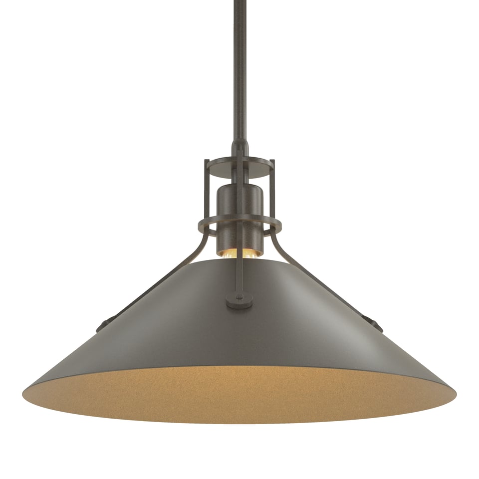 Henry Medium Steel Shade Pendant Light, Handcrafted in USA, Dimmable, UL Damp Rated, 100W Max