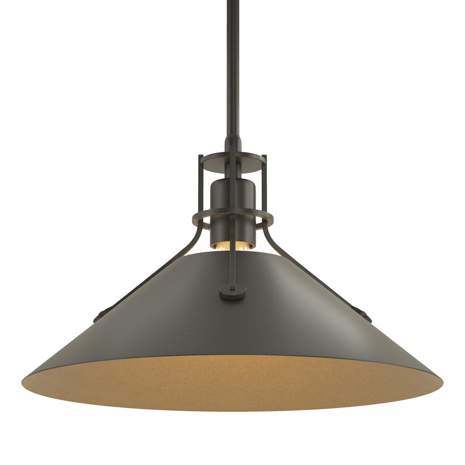 Henry Medium Steel Shade Pendant Light, Handcrafted in USA, Dimmable, UL Damp Rated, 100W Max