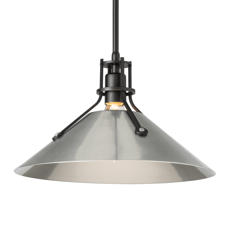 Henry Medium Steel Shade Pendant Light, Handcrafted in USA, Dimmable, UL Damp Rated, 100W Max