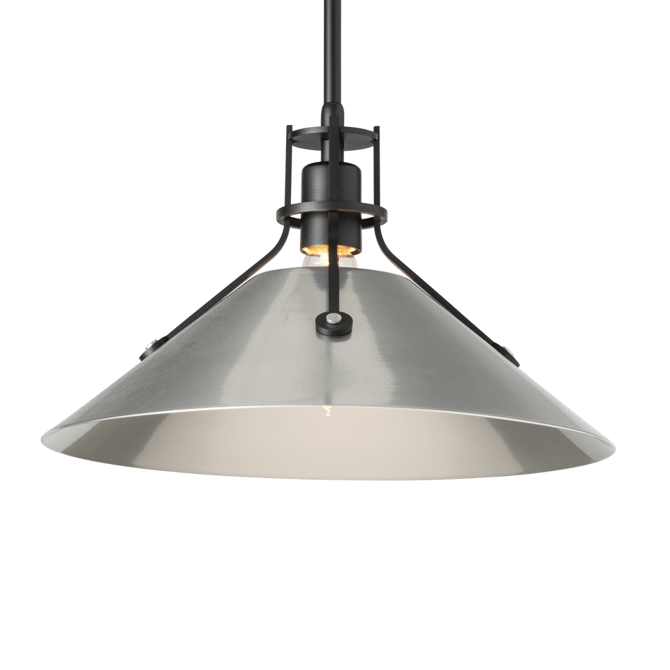 Henry Medium Steel Shade Pendant Light, Handcrafted in USA, Dimmable, UL Damp Rated, 100W Max