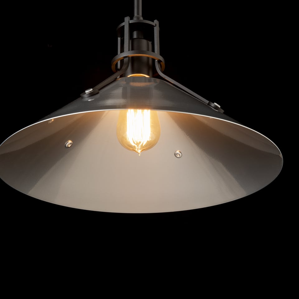 Henry Medium Steel Shade Pendant Light, Handcrafted in USA, Dimmable, UL Damp Rated, 100W Max