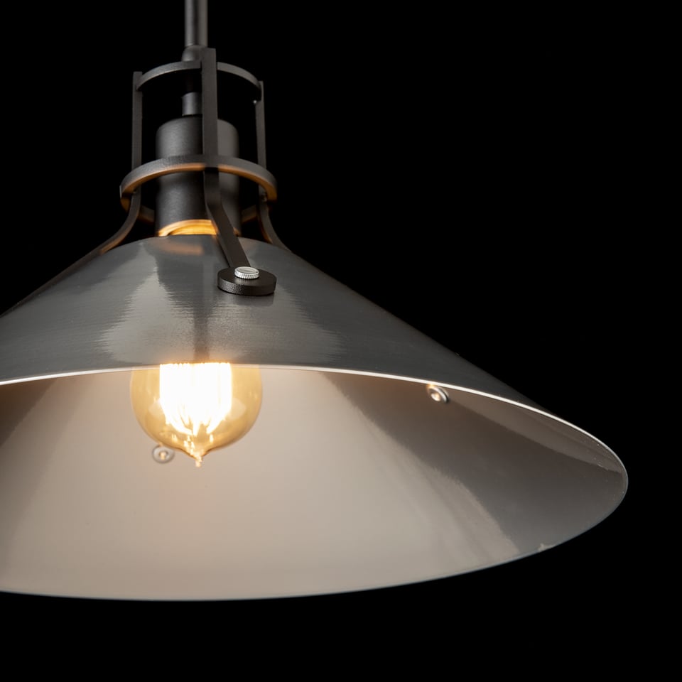 Henry Medium Steel Shade Pendant Light, Handcrafted in USA, Dimmable, UL Damp Rated, 100W Max