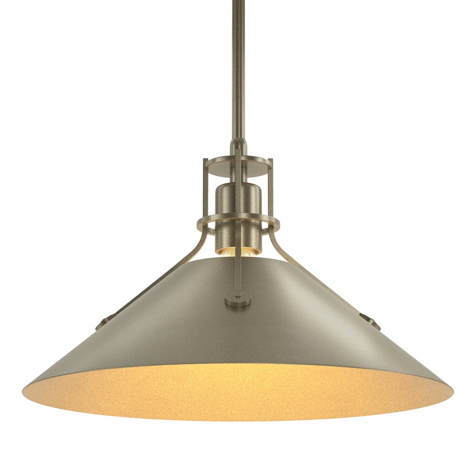 Henry Medium Steel Shade Pendant Light, Handcrafted in USA, Dimmable, UL Damp Rated, 100W Max