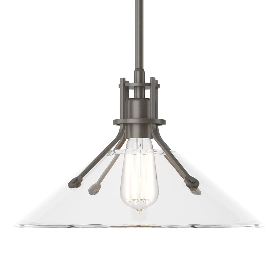 Henry Medium Glass Shade Pendant Light by Hubbardton Forge, Dimmable, Customizable Finishes, UL Damp Rated