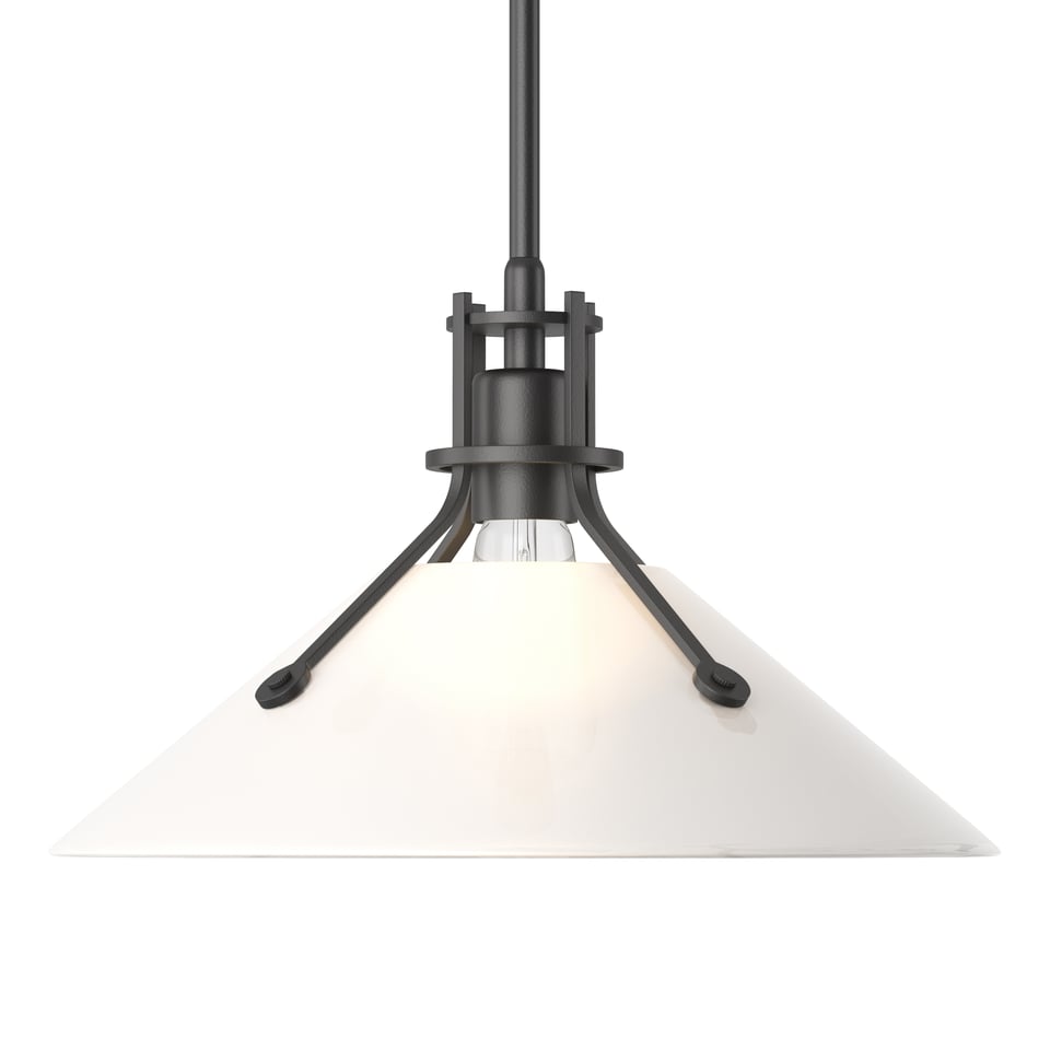 Henry Medium Glass Shade Pendant Light by Hubbardton Forge, Dimmable, Customizable Finishes, UL Damp Rated