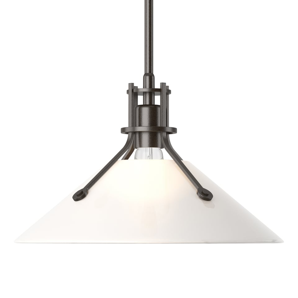 Henry Medium Glass Shade Pendant Light by Hubbardton Forge, Dimmable, Customizable Finishes, UL Damp Rated