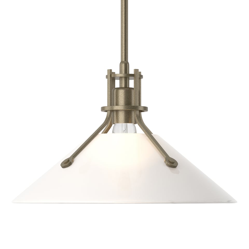 Henry Medium Glass Shade Pendant Light by Hubbardton Forge, Dimmable, Customizable Finishes, UL Damp Rated