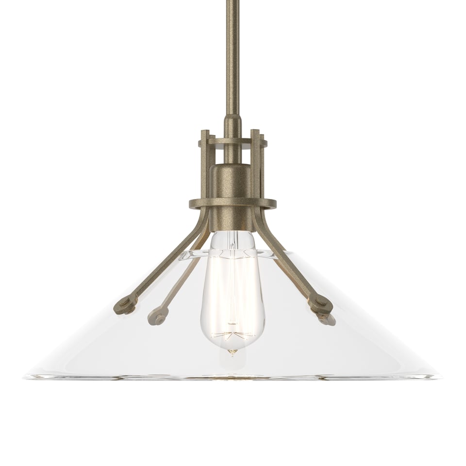 Henry Medium Glass Shade Pendant Light by Hubbardton Forge, Dimmable, Customizable Finishes, UL Damp Rated