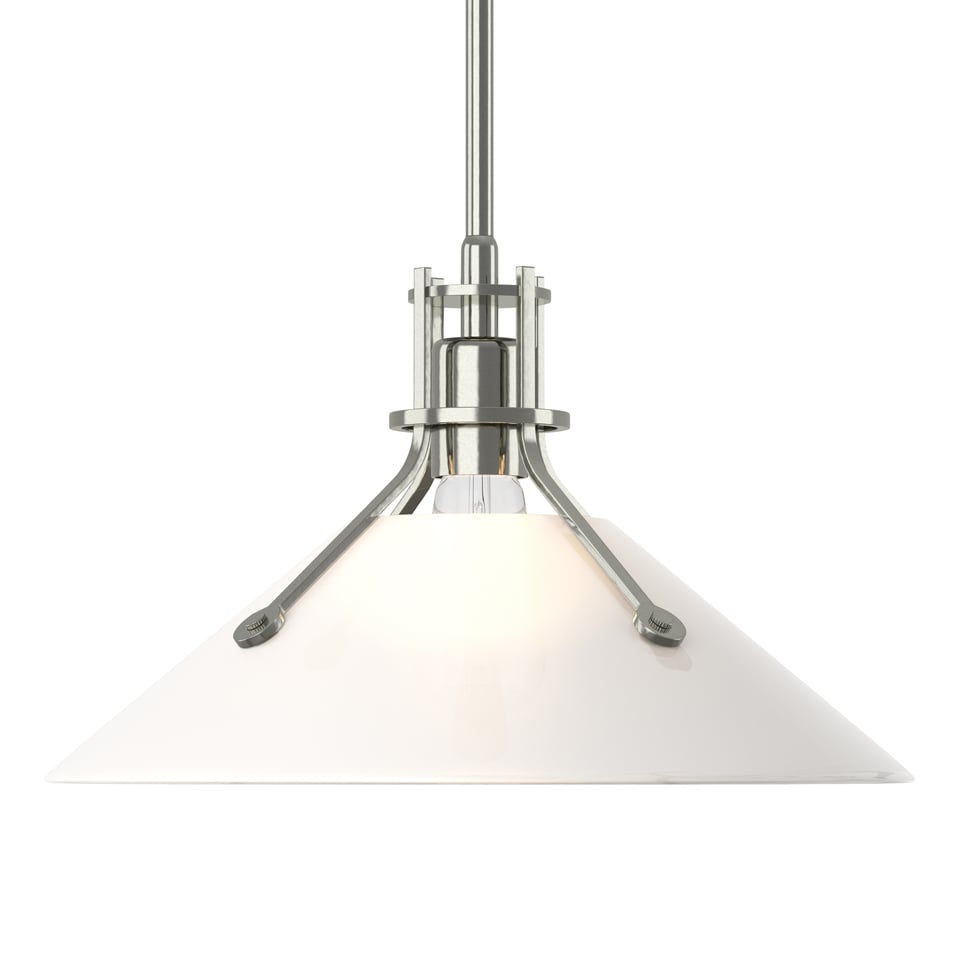 Henry Medium Glass Shade Pendant Light by Hubbardton Forge, Dimmable, Customizable Finishes, UL Damp Rated