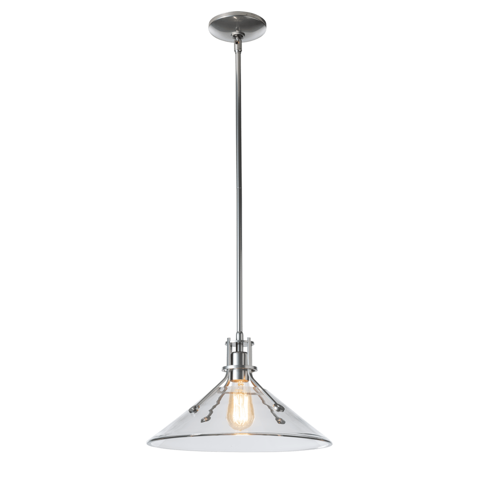 Henry Medium Glass Shade Pendant Light by Hubbardton Forge, Dimmable, Customizable Finishes, UL Damp Rated