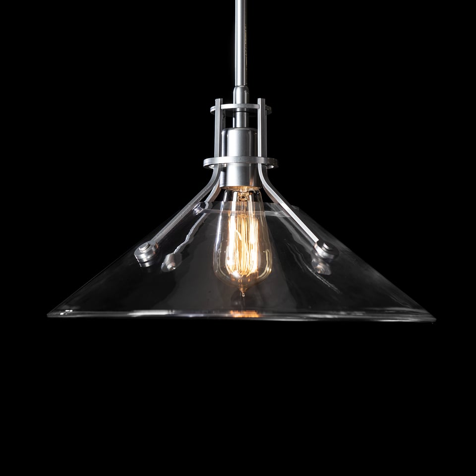 Henry Medium Glass Shade Pendant Light by Hubbardton Forge, Dimmable, Customizable Finishes, UL Damp Rated