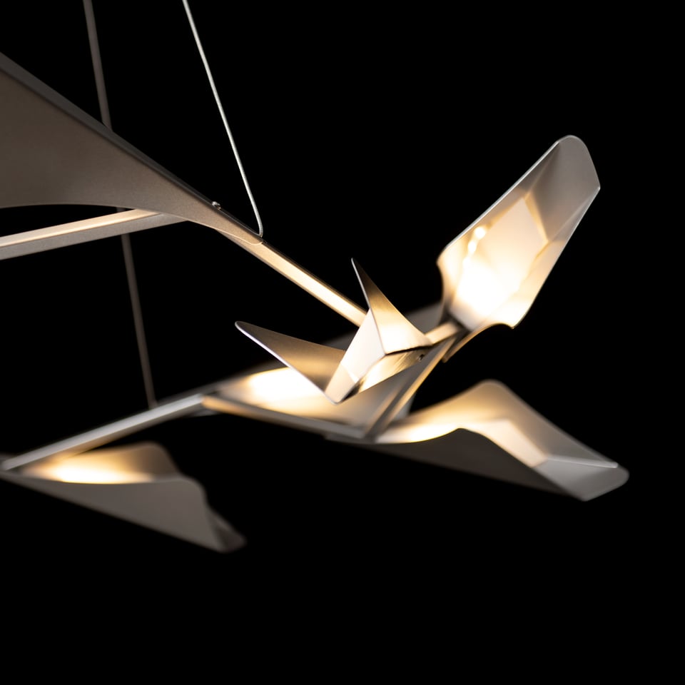 Hubbardton Forge Plume 12-Light LED Pendant, Dimmable, 3000K, Multiple Finish Options