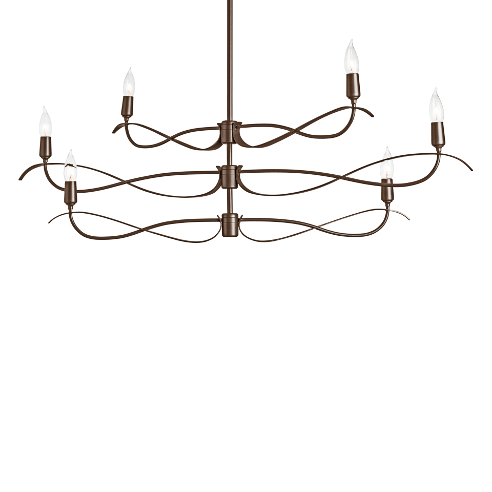 Willow 6-Light Small Chandelier by Hubbardton Forge, Dimmable, Artisan Crafted, Versatile Finish Options